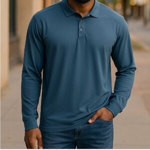 Nike Men's Dri-FIT Victory Standard Fit Size XXL Blue Long-Sleeve Golf Polo
